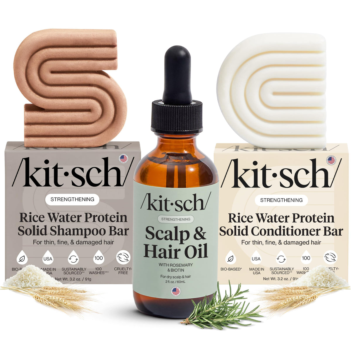 Kitsch Rice Water Shampoo Bar pour demonstrates cleansing action for smoother hair.