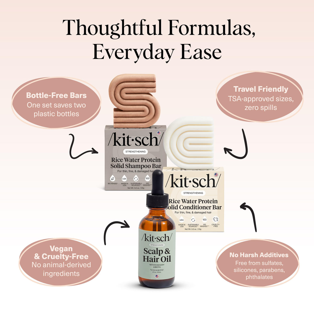 Kitsch Scalp Oil with rosemary and biotin helps hair feel soft and light.