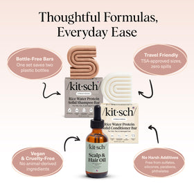 Kitsch Scalp Oil with rosemary and biotin helps hair feel soft and light.