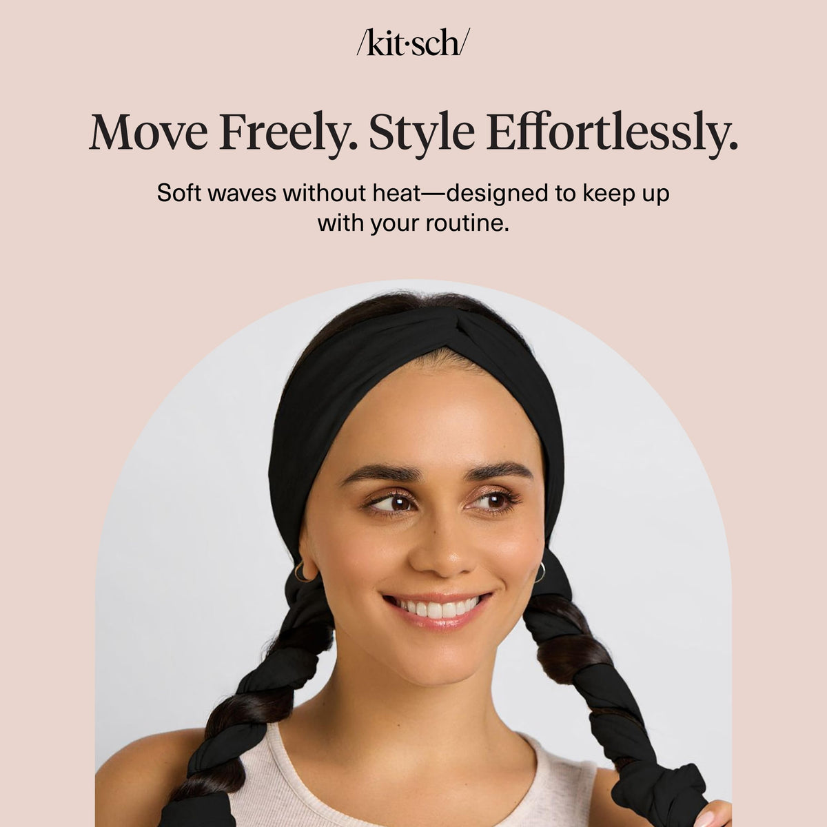 Soft fabric and wrap design of Kitsch headband for comfortable heatless curls