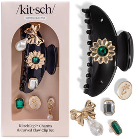 KitschPop curved claw clip with interchangeable charms for versatile styling.