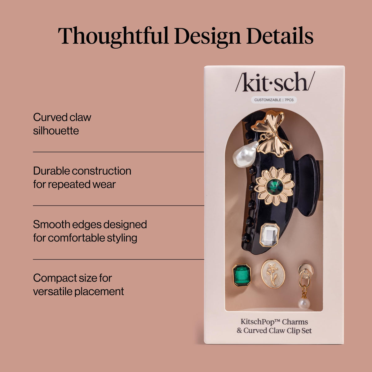 KitschPop half-up clip adds secure, comfortable styling for daily wear.
