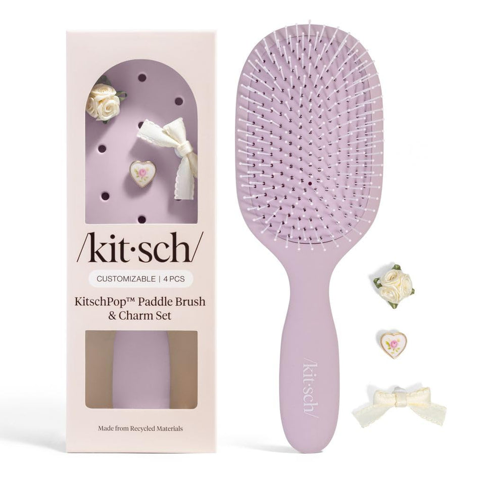 KitschPop Paddle Brush with gentle bristles for smooth detangling