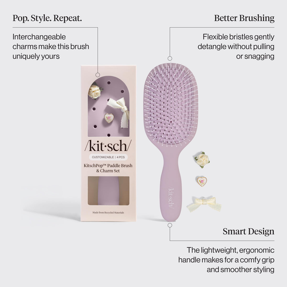 KitschPop Paddle Brush is lightweight and ergonomic for comfortable use