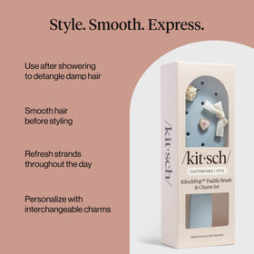 KitschPop paddle brush vanity display showing stylish hair tool on shelf.