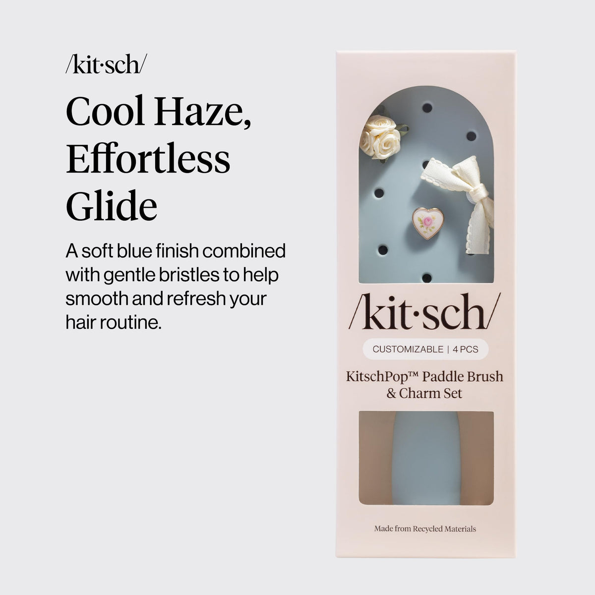 KitschPop paddle brush for wet hair demonstrates smooth detangling without excessive pulling.