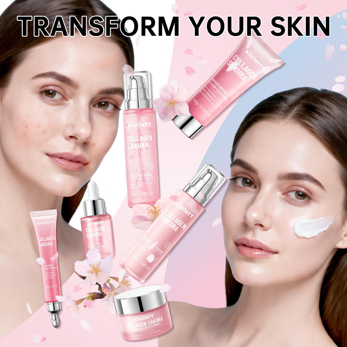 KIUORET Sakura Eye Cream tube targets delicate under‑eye area for smoothness.