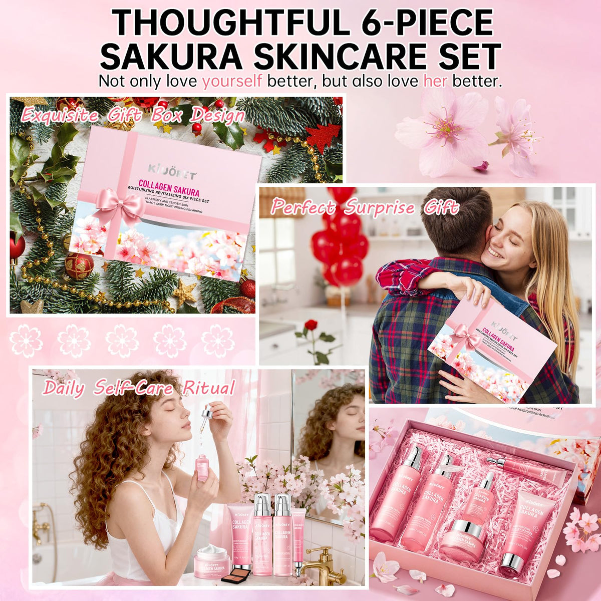KIUORET Sakura 6-piece set box showcases the complete routine for daily use.