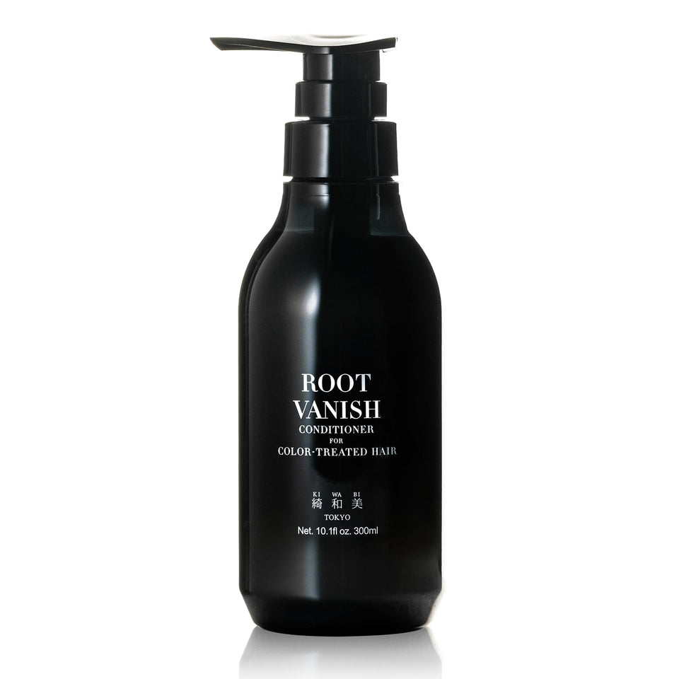 KIWABI Root Vanish conditioner bottle highlights color protection for color-treated hair.