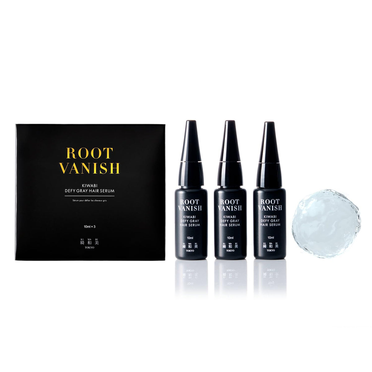 KIWABI Root Vanish serum bottle showing lightweight daily formula for scalp care