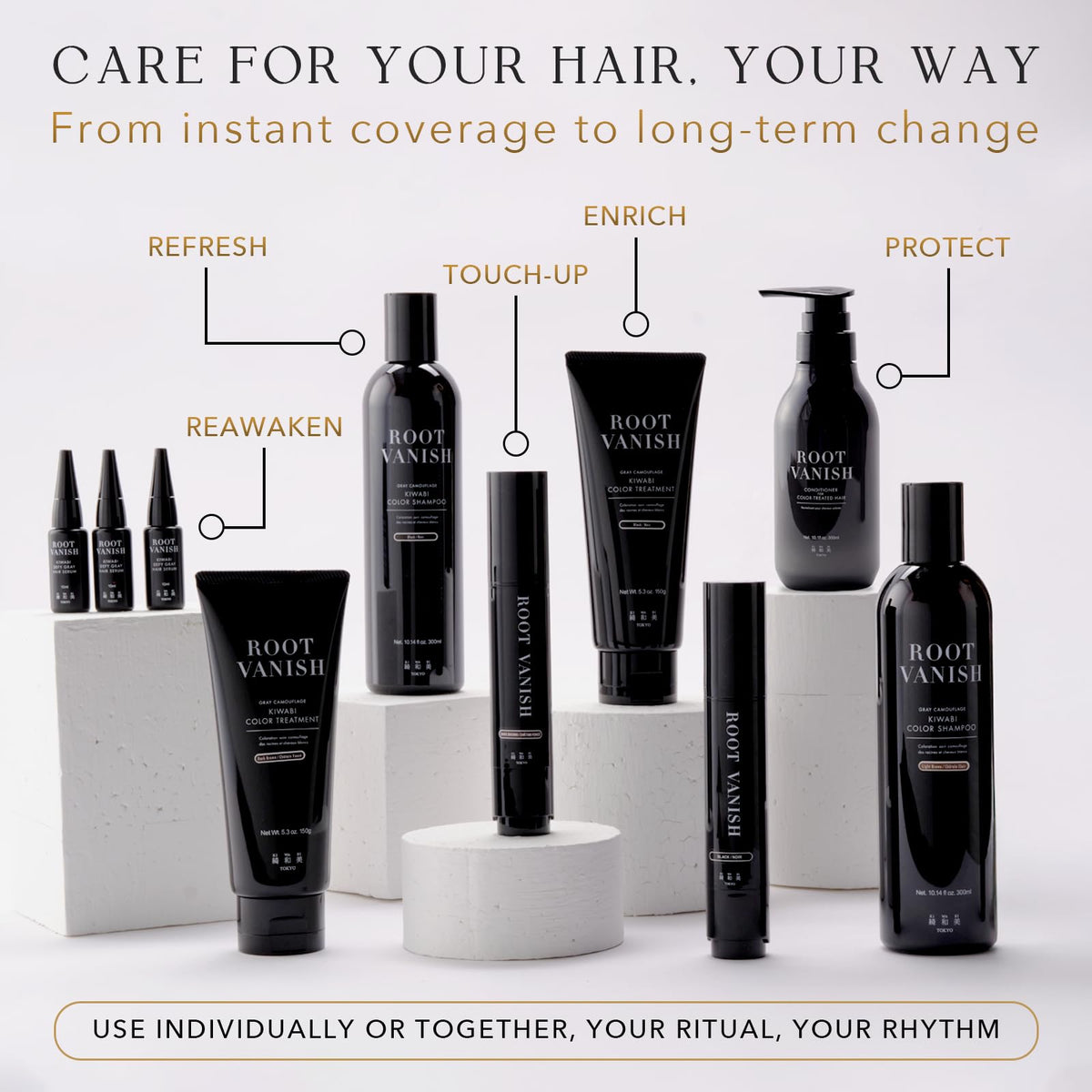 KIWABI Root Vanish serum packaging box with premium craftsmanship