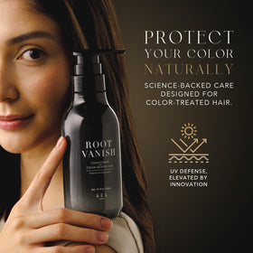 KIWABI Root Vanish UV protection close-up suggests color longevity for dyed hair.