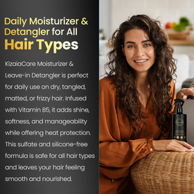 KizaiaCare argan-oil-drop highlights nourishing ingredients for softer, more manageable strands.