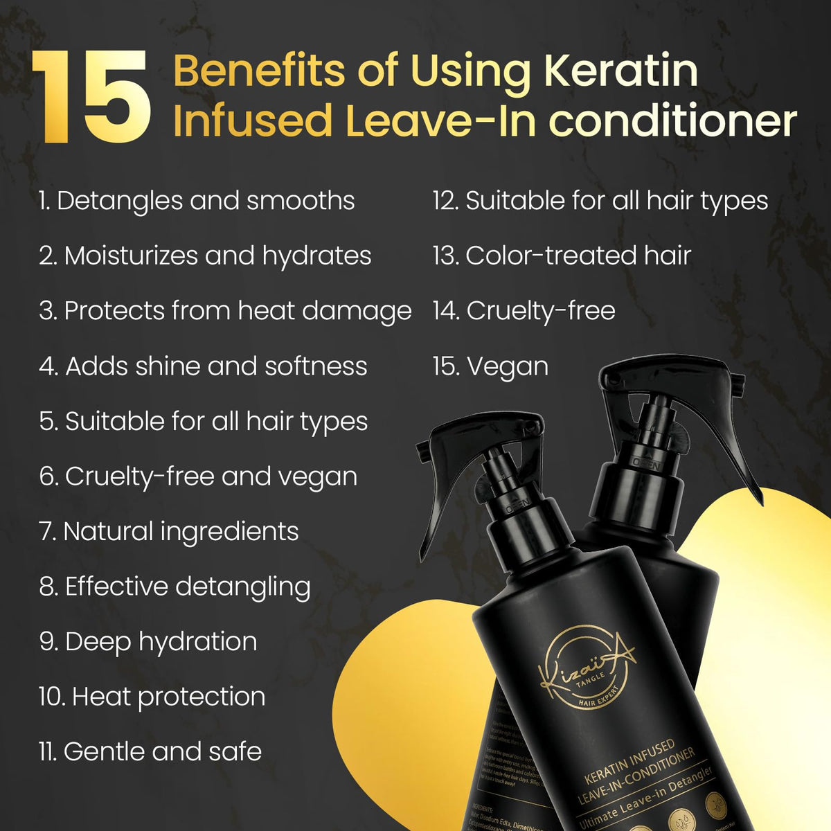 KizaiaCare shine-hair finish adds a glossy, healthy-looking glow.