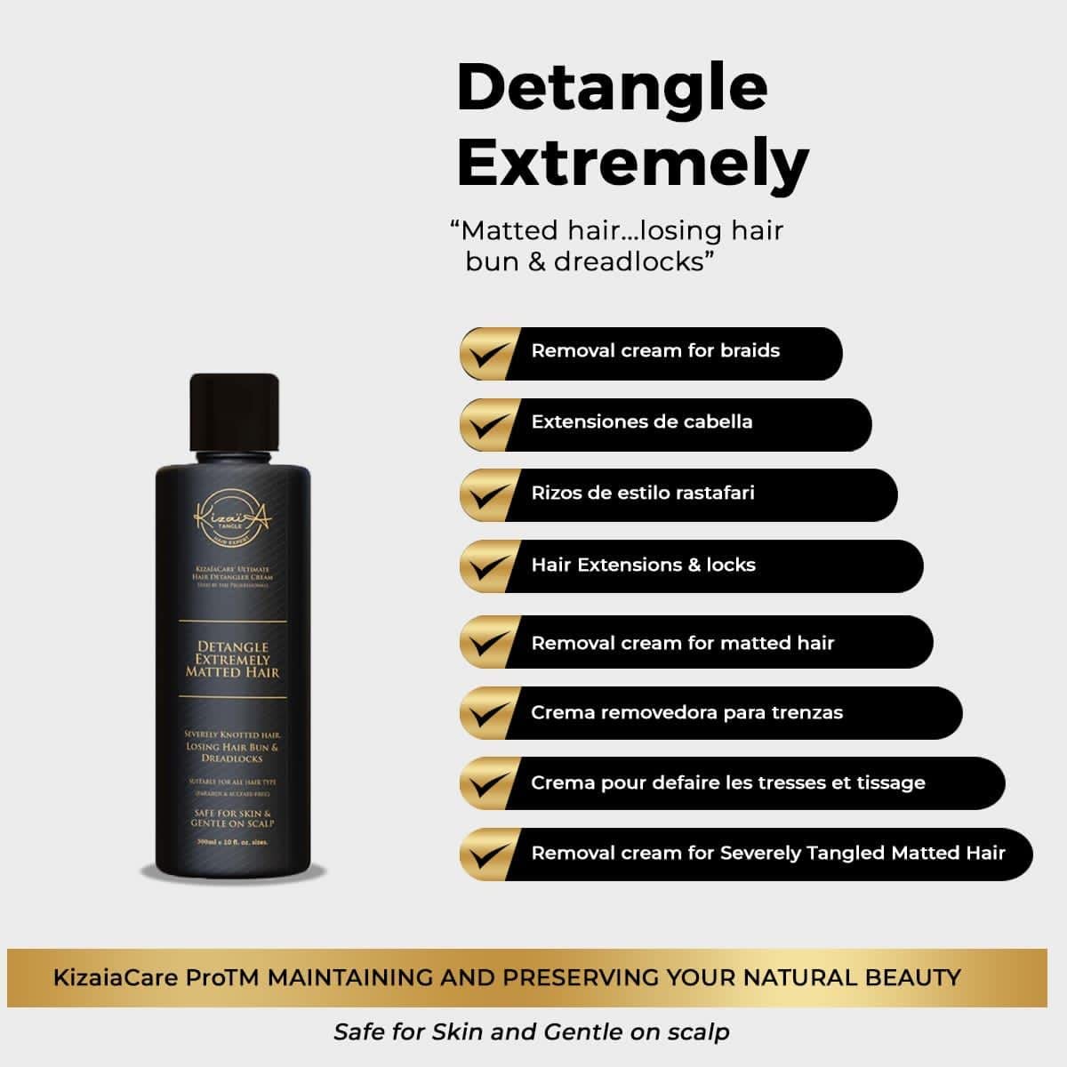 Close-up of detangler cream being applied to tangled hair for easier detangling
