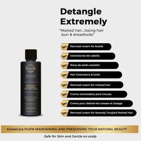 Close-up of detangler cream being applied to tangled hair for easier detangling