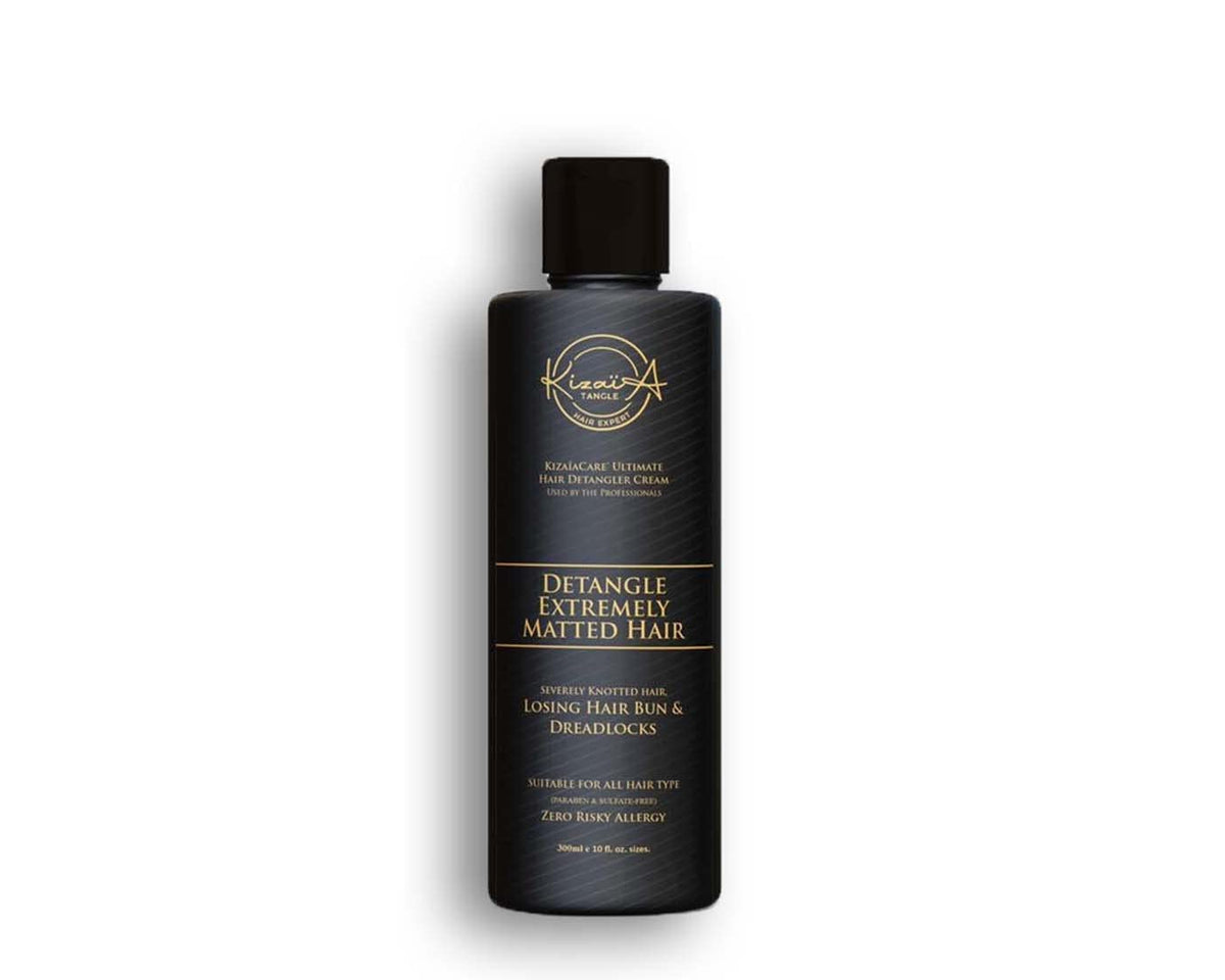 KizaiaCare Ultimate Hair Detangler bottle on a bathroom shelf ready to ease knots