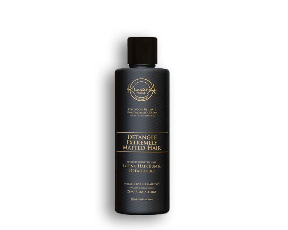 KizaiaCare Ultimate Hair Detangler bottle on a bathroom shelf ready to ease knots