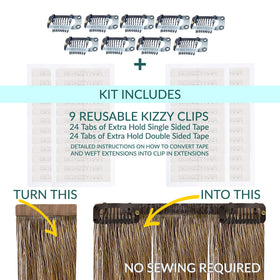 Kizzy Clips snap clips close-up, enabling fast, secure clip-in attachment.