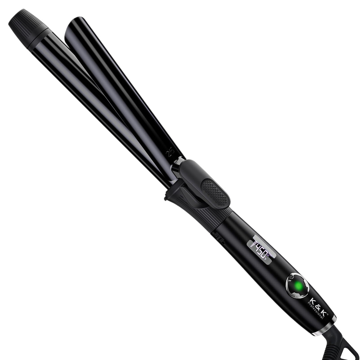 K&K 1 Inch Curling Iron with tourmaline ceramic barrel for smooth glide and shine.