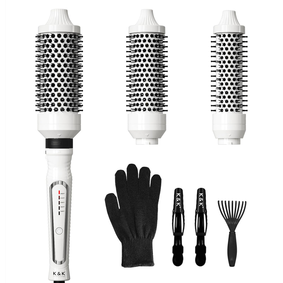 KK 3in1 thermal brush set packaging shows versatile styling options.