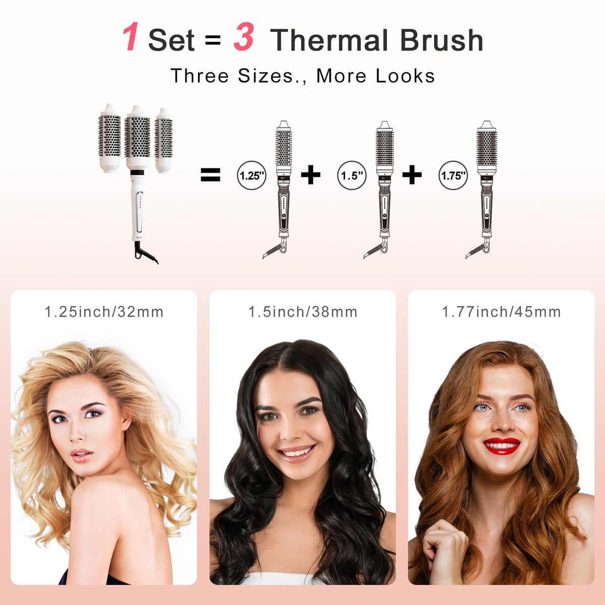 KK anti-scald bristles with cool tip ensure safe styling.