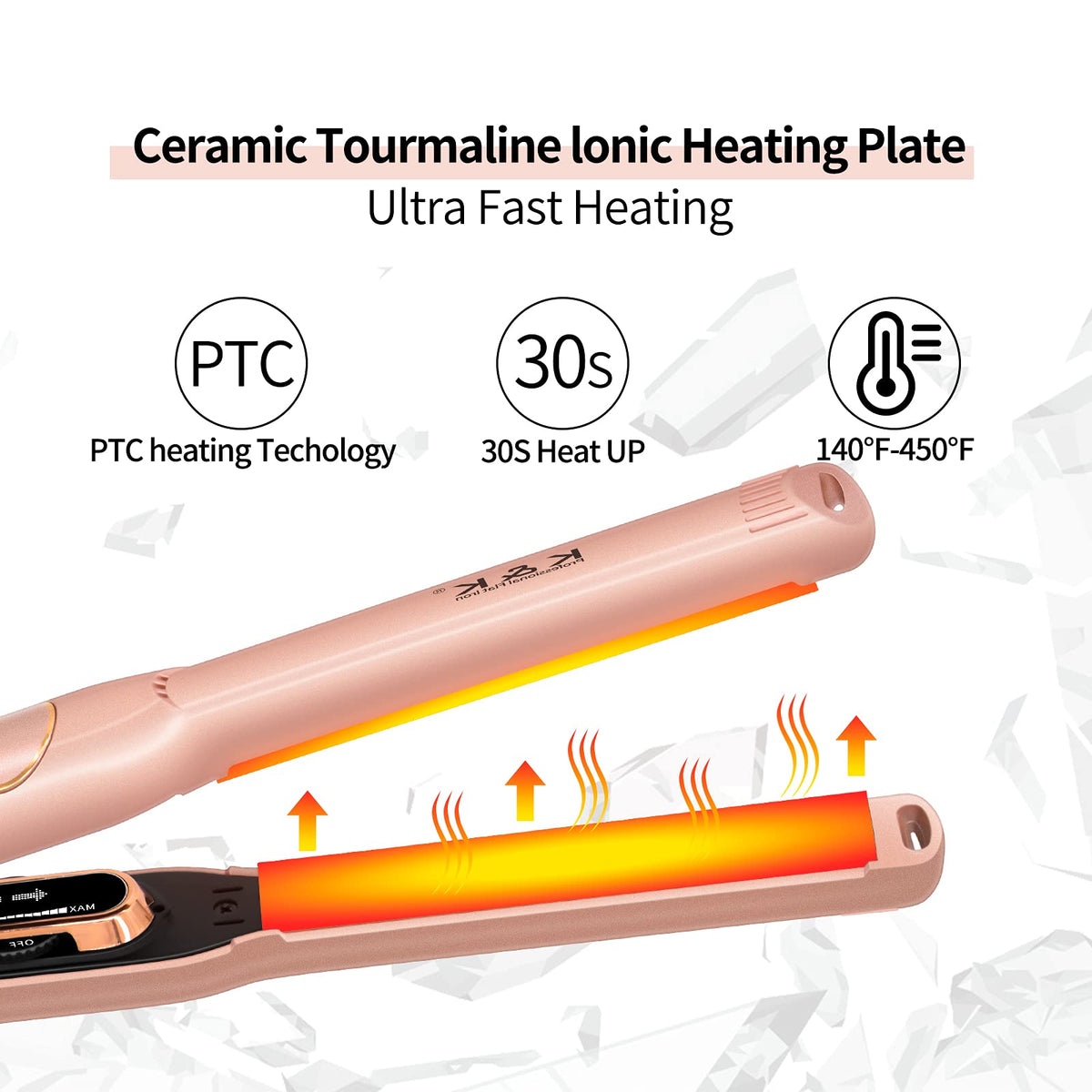 K&K Mini Flat Iron with 4D swivel for flexible styling during use.