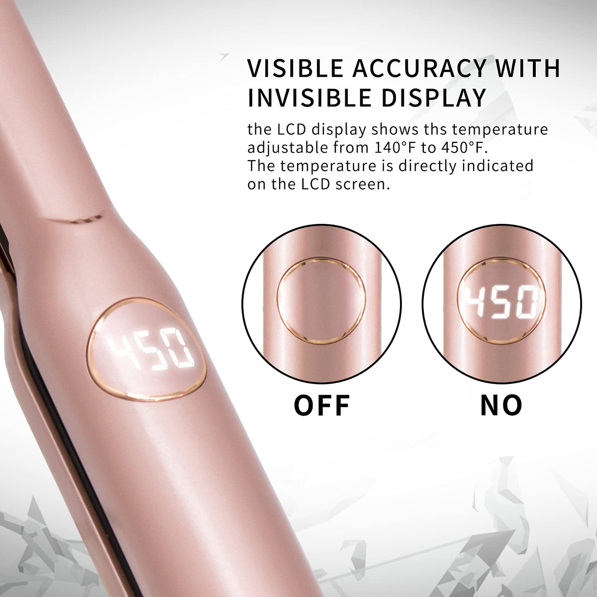 K&K Mini Flat Iron with LED display shows settings for easy control.