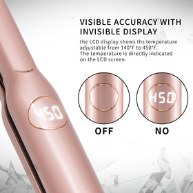 K&K Mini Flat Iron with LED display shows settings for easy control.