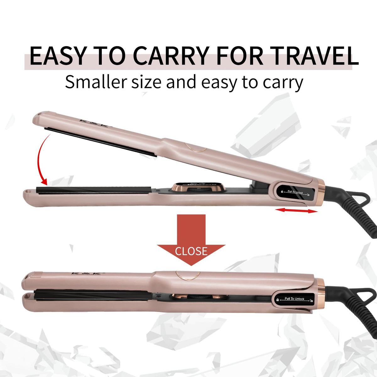 K&K Mini Flat Iron adjustable temperature for versatile hair types.