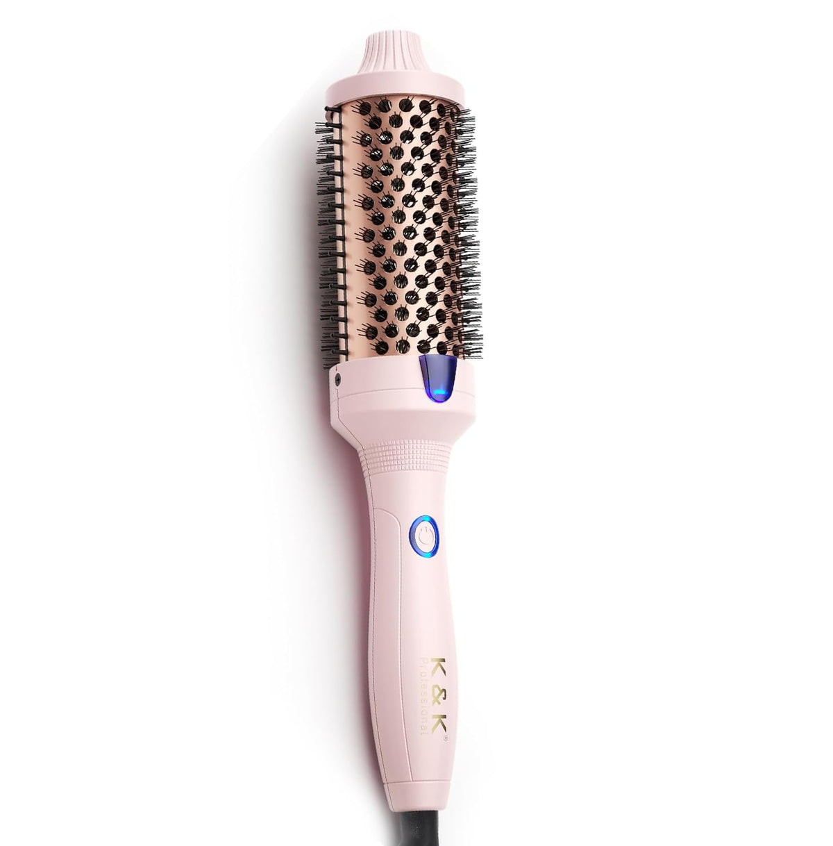 K&K Thermal Brush Curling Iron 1.77-inch creating loose, voluminous curls