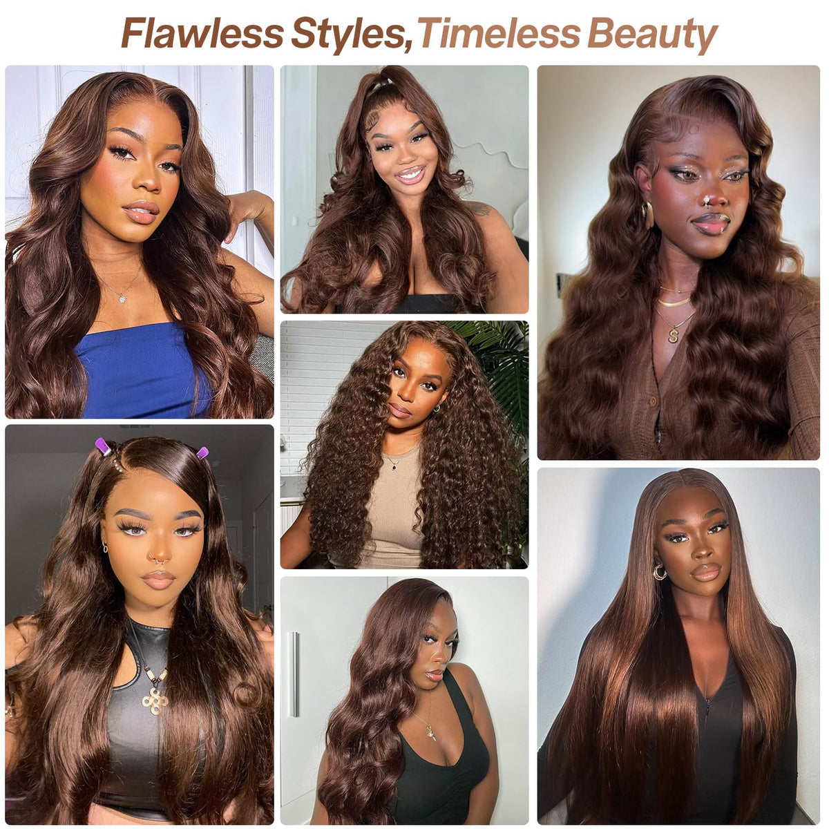 Kkioor 4color brown shade wig suitable for events and everyday use