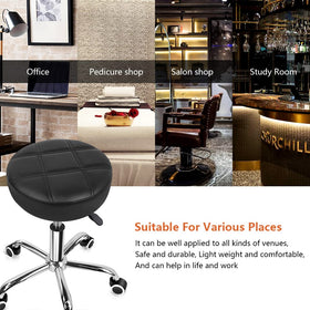 KKTONER black round stool combines style with sturdy construction and mobility.