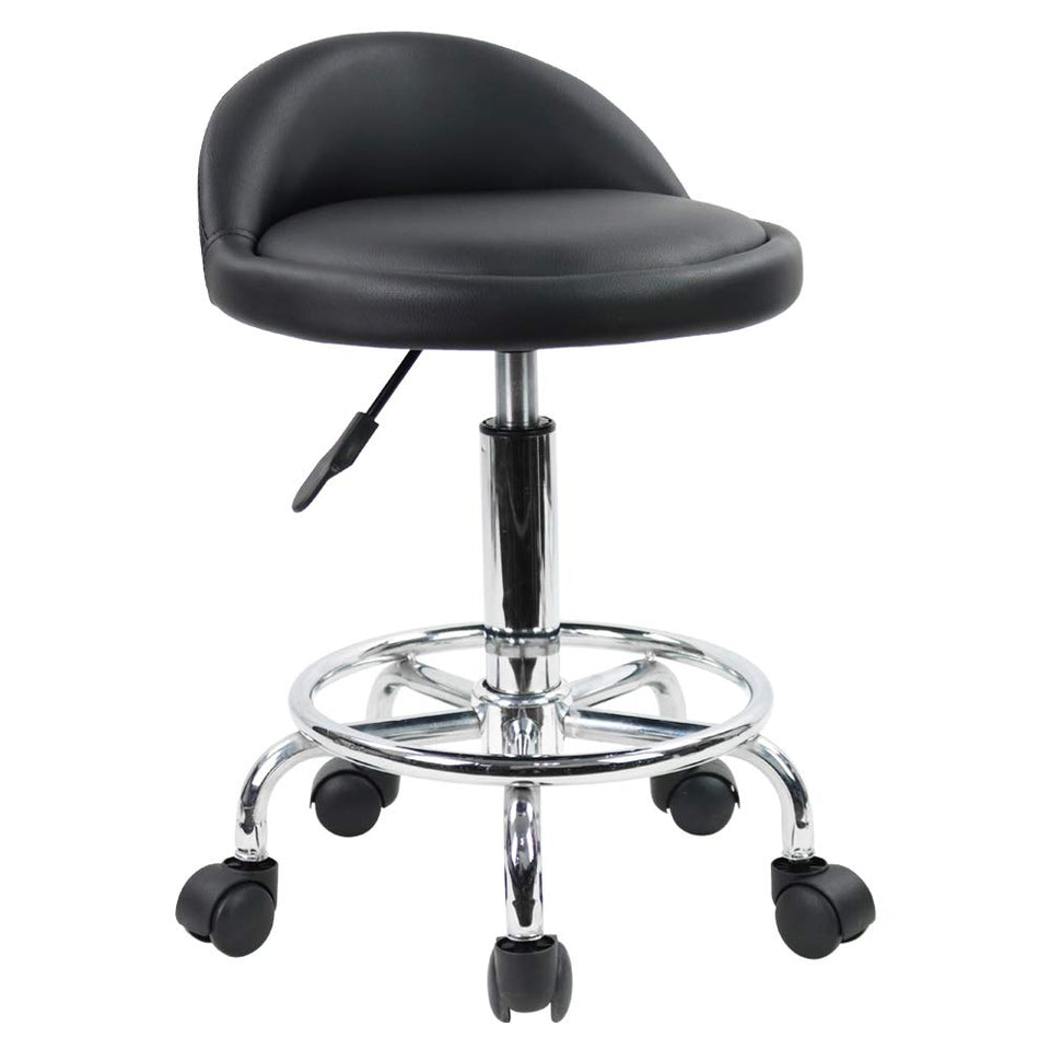 KKTONER PU Leather Round Stool with 360 swivel for easy positioning during sessions.