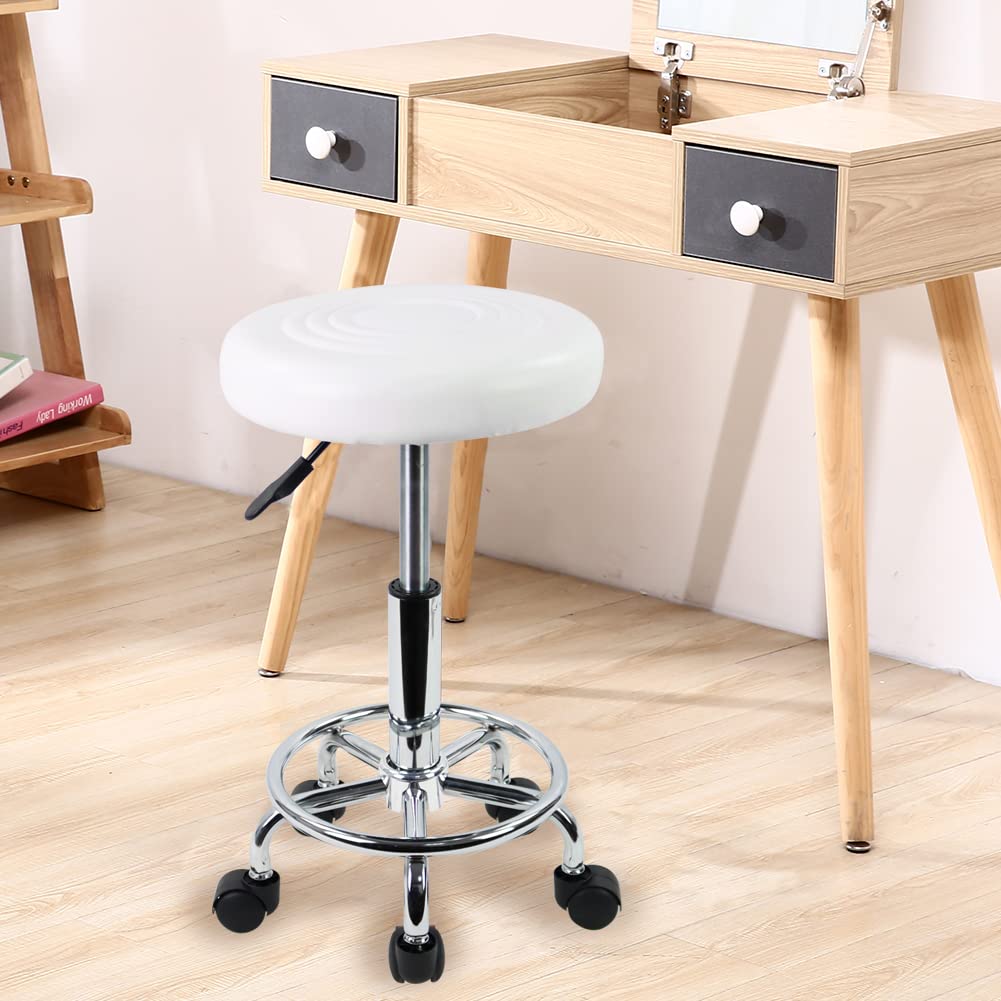 KKTONER PU leather round stool footrest close-up shows ergonomic support for long sessions.
