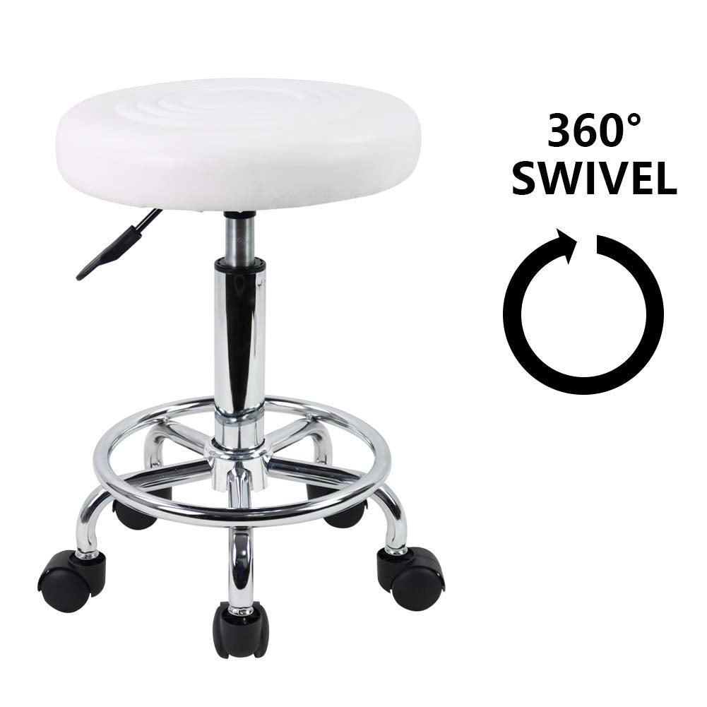 KKTONER PU leather stool in salon setup shows compact versatility.