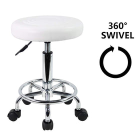 KKTONER PU leather stool in salon setup shows compact versatility.