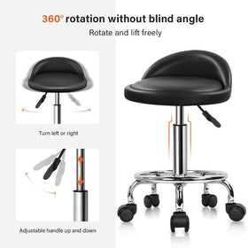 KKTONER PU Leather Round Stool padded seat delivering comfortable long sessions.