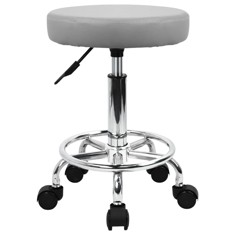 KKTONER PU leather round stool with foot rest is ideal for salon tasks.