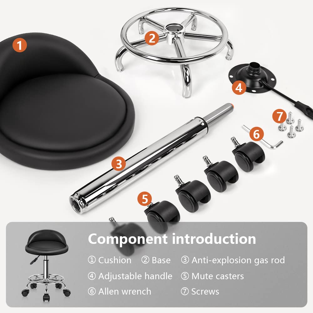 KKTONER PU Leather Round Stool in a studio-use setup for beauty or tattoo tasks.