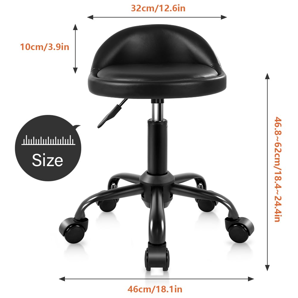 KKTONER stool with 360-degree swivel wheels for smooth movement