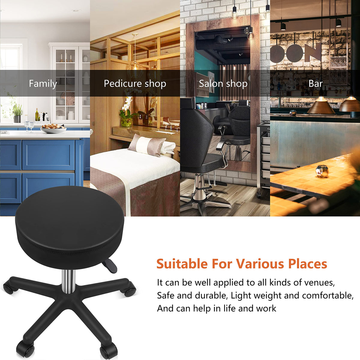 KKTONER Black finish - sturdy seating for professional settings.