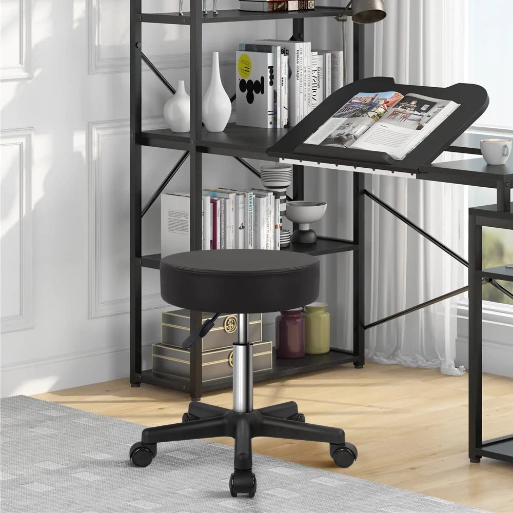 KKTONER Round Rolling Stool height adjustment lever - quick height changes.