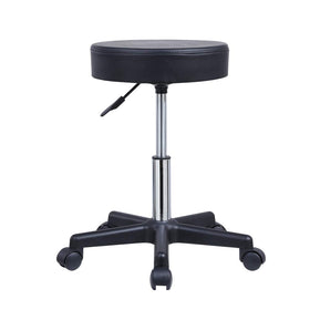 KKTONER Round Rolling Stool seat - comfortable PU leather for all-day use.