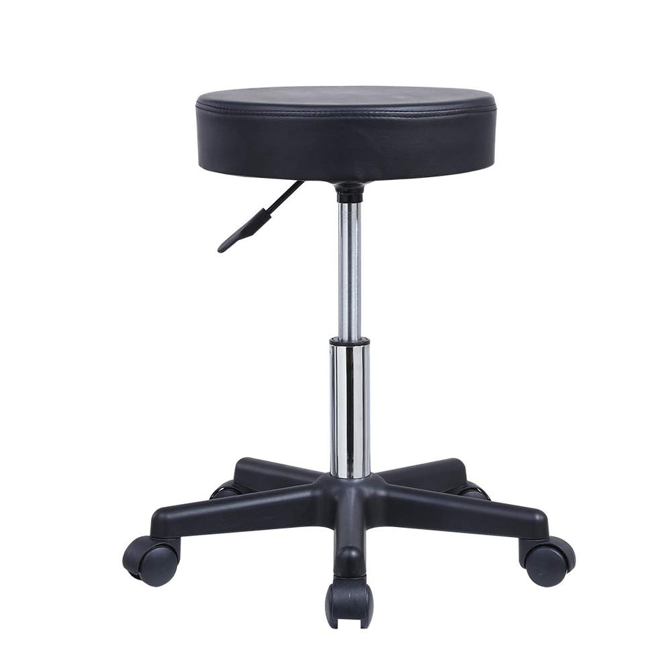 KKTONER Round Rolling Stool seat - comfortable PU leather for all-day use.
