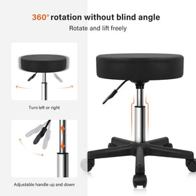 KKTONER Round Rolling Stool with caster wheels - smooth mobility on any floor.