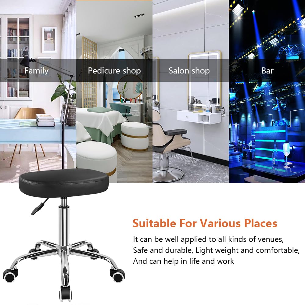 KKTONER Square Rolling Stool durable PU leather for daily use