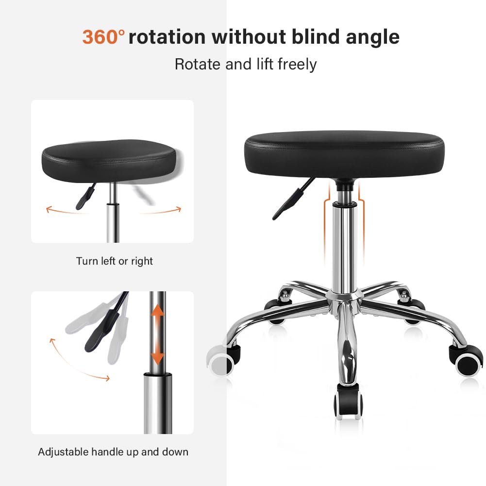 KKTONER Square Rolling Stool gas lift system enables smooth height changes