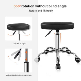 KKTONER Square Rolling Stool gas lift system enables smooth height changes