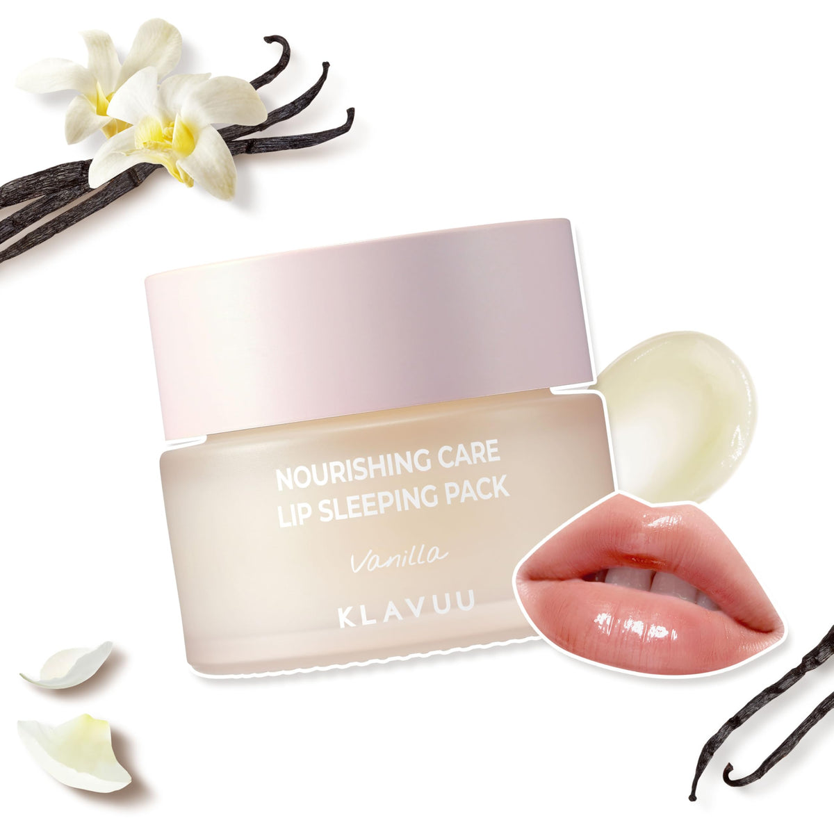 Klavuu Lip Mask Sleeping Pack jar close-up showing overnight hydration potential.